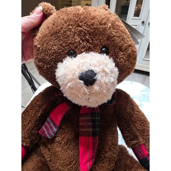 Animal Adventure 2013 Dillard's Christmas Bear Brown Plaid Plush Teddy Bear 14" - Picture 2 of 16